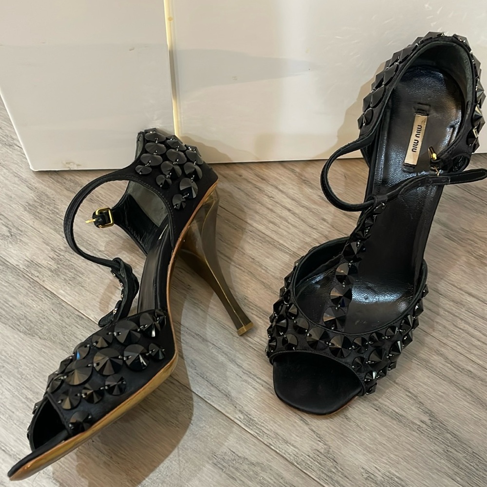 Miu miu black jeweled heels